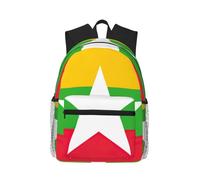 Burma Flag Stylish Travel Backpack Lightweight Laptop Backpack With Water Protection For College Work Work Black, One Size, Black, Rozmiar uniwersalny