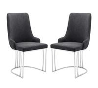 burma grey pu leather dining chairs with steel frame in pair