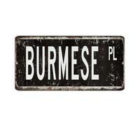 Burmese Cat 6x12 Inch Metal Signs Decorative Bathroom House Restaurants Wall Decorations Aluminum Metal Sign Forest River Beach Zoo Animal Tin Signs for Terrace
