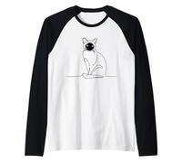 Burmese Cat Line Art Cat Lover Raglan Baseball Tee