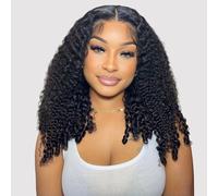 Burmese Curly 9x6 Glueless Human Hair Wig with Spiral Curls Ends,200 Density Drawstring Pre Plucked Pre Cut Wear and Go HD Lace Closure Wig Effortless Style Breathable for Black Women 16 Inch