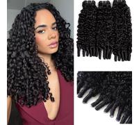 Burmese Curly Bundles Human Hair 18 18 18 Inches 12A Water Wave Quick Weave Bundles with Spiral Curly End 100% Unprocessed Kinky Curly Hair Extensions Natural Black