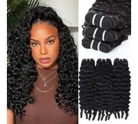 Burmese Curly Bundles Human Hair 3C4A Spiral End Quick Water Wave Human Hair Bundles Extensions 3Pcs for Women 20 22 24 inch Natural Black Color