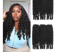 Burmese Curly Bundles Human Hair 3C4A Spiral End Quick Water Wave Human Hair Bundles Extensions 3Pcs for Women Natural Black 16 18 20 inch
