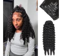 Burmese Curly Clip in Hair Extensions, 20 Inch Natural Black Color Brazilian Human Hair Extensions, Clip on Hair Burmese Curly Style for Women