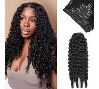 Burmese Curly Clip In Hair Extensions Real Human Hair 120g/Set Spirally Curly Classic Clips Ins Full Head For Black Women 18 Inch Natural Black