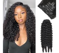 Burmese Curly Clip In Hair Extensions Real Human Hair 120g/Set Spirally Curly Classic Clips Ins Full Head For Black Women 16 Inch Natural Black