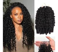 Burmese Curly Crochet Hair Extensions Pre Separated Invisible Miracle Knots Crochet Hair Pre Looped Knotless Deep Curly Feather Crochet 100% Virgin Human Hair For Black Women 50 Grams 16 Inch