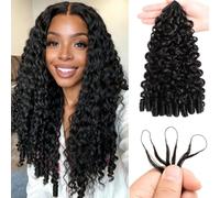 Burmese Curly Crochet Human Hair, 100% Unprocessed Virgin Hair, Pre-Looped Soft Lightweight Crochet Braids for Women, Miracle Knots Feather Crochet Human Hair (Natural Black,20inch-50g)