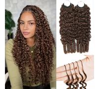Burmese Curly Crochet Human Hair 18 Inch 60g Feather Crochet Hair Miracle Knots Pre-Separated Feather Human Hair For Black Women (#4, 18 Inch-50strands-60g)