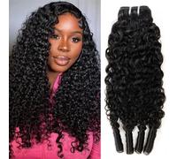 Burmese Curly Hair Bundles 16 Inch 12A Raw Virgin Human Hair Water Wave 1 Bundle 100% Unprocessed Quick Weave 3c4a Water Curly Bundles Human Hair with Spiral Curls for Women Natural Color
