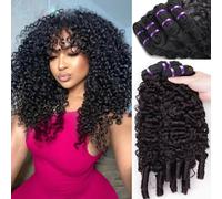 Burmese Curly Human Hair Bundles 14 16 18 Inch 100% Unprocessed Virgin Curly Weave Bundle Real Human Hair Extensions 12A Raw Burmese Wave Hair Bundles with Spiral Curls Natural Color (300g)