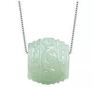 Burmese Jade Bead Pendant Green Man Jadeite Necklace Natural 925 Silver