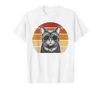 Burmese Retro Sunset Cat Lover Vintage Cool Graphic Value Graphic T-Shirt, Men, White, XL