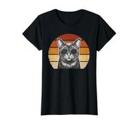Burmese Retro Sunset Cat Lover Vintage Cool Graphic Value Graphic T-Shirt, Women, Black, L