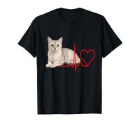 Burmilla Cat Heartbeat for Silver Cat Owners Value Graphic T-Shirt, Men, Black, XL