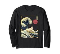 Burmilla Cat Kanagawa Wave Funny Surf Animal Long Sleeve T-Shirt