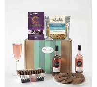 Burmont's Rose Wine, Chocolate & Treats Gift Hamper | Two Small Rose Wines, Joe & Seph's Popcorn, Cambrook Chocolate Almonds & Premium Chocolate Chip Biscuits