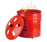 Burn Barrel with Lid - Spark-Proof Fire Bucket for Outdoor & Indoor Use | Enamel & Stainless Steel with Ergonomic Handle, Safe Portable Burner for Patio, Garden, Camping, Balcony, Beach