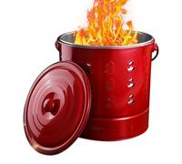 Burn Barrel, Yard Waste Burner, Heat Resistant Trash Bin, Ventilation Holes, Locking Lid, 26x26x28cm, For Backyard Fireplaces Landscapers Campfire Bonfires Yard Garbage Farm Gardeners
