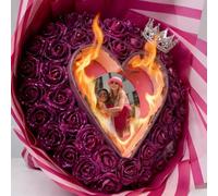 Burn Glitter Roses Bouquet Custom Roses Bouquet,Will You Be My Girlfriend,Personalized Fake Flowers Bouquet with Photo,Rose Gift for Wedding Anniversary Valentine's Day Birthday Graduation (12flower)