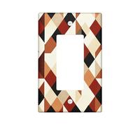 Burn Orange Modern Color Block Decorative Switch Cover Plate 1 Gang Single Rocker, Vinatge Geometric Electrical Faceplate for Bedroom Bathroom Decor, Retro Standard Size Switchplate