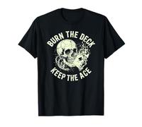 Burn The Deck Skull Poker - Ace of Spades Flame Art T-Shirt