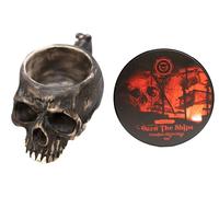 Burn The Ships Shaving Kit | Ceramic Skull Shave Bowl & Cream | Wet Razor Lather Mug | Hot Scuttle for Traditional Grooming | Shaving Soap Gift Set | Barber Accessories for Men