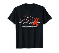 Burn Victims Awareness Heartbeat Ribbon T-Shirt