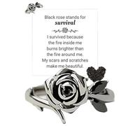Burned And Survived Self-Love Black Rose Ring, Blooming From Darkness Black Rose Rings, Strong As Fuck Dark RoseRing, Creative Personalized Therapeutic Jewelry for Women (8)