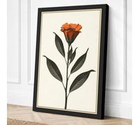 Burned Orange Bloom Botanical Canvas Wall Art Print 24x16 Inch