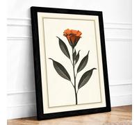 Burned Orange Bloom Botanical Framed Wall Art Print A2 Black