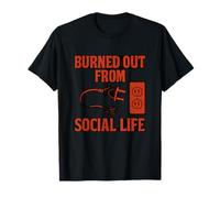 Burned Out From Social Life Funny Introvert Print T-Shirt