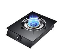 Burner Gas Cooker 30Cm Gas Stove Black Tempered Glass Tabletop Cooktop Anti Slip Cast Iron Pot