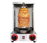 Burner Propane Doner Kebab Grill - Vertical Gas Rotating Shawarma Machine, Durable Stainless Steel Build, Perfect for Cooking Turkish Shawarma, American Roast Turkey & Juicy Chicken