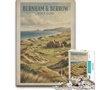 Burnham & Berrow Golf Course Vintage Poster Jigsaw Puzzle, 500 Pieces | Piece-by-piece progress - a simple way to organise the image during indoor leisure.