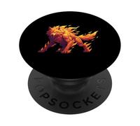 Burning Alpha Wolf Fire Elemental Beast Power PopSockets Adhesive PopGrip