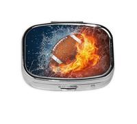 Burning American Football in Fire,Meta Pill Box 2 Compartment Medicine Case,Portable Organizer