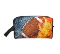 Burning American Football in FireMakeup Trave Bag for Women,Cosmetic Large Capacity Organizer
