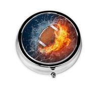 Burning American Football in FireMeta Pill Box 3 Compartment Medicine Case,Portable Organizer