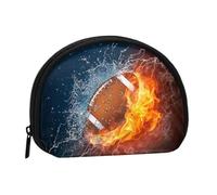 Burning American Football in FireSmall Makeup Sanitary Napkin Storage Bag,Women's Cosmetic Coin Purse