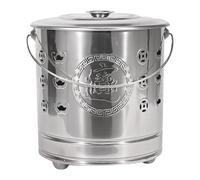 Burning Barrel Incinerator - 26x26x29cm Portable Steel Cage with Lid, Removable Ash Liner, Fire Poker Tool | Outdoor Patio Tree Yard Deck Camping Cooking Waste Leaves Wood Waste Disposal
