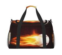 Burning Baseball Fire Flame Pattern, Sports Duffels, Handheld Crossbody Sports Luggage Bag, Large Capacity Travel Bag for Women and Men