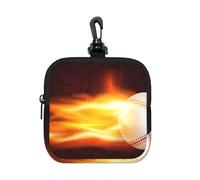 Burning Baseball Fire Flame Pattern, Square Zipper Storage Bag, Neoprene Coin Purse, Small Wallets, Change Pouch, Change Purse