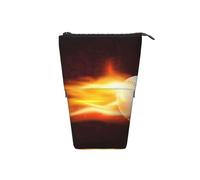 Burning Baseball Fire Flame Pattern,Standing Pencil Holder Stationery Bag Pencil Pouch Organizer Telescopic Pencil Case