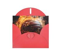 Burning basketball on water Print Shimmer Blank Greeting Cards with Envelopes, Elegant DIY Invitations,Thank You Notes