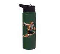 Burning Bones Slam Dunking Skeleton Playing Basketball Stainless Steel Insulated Water Bottle