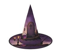 Burning Candles Print Witch Hat Halloween Party Cosplay Costume Accessory | Women Halloween Witch Hat, Pointed Cosplay Costume Accessory, Black Purple Pink