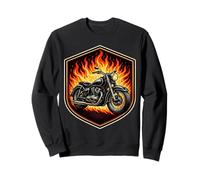 Burning Classic Motorcycle In Flames Motorbike Lover Biker Sweatshirt
