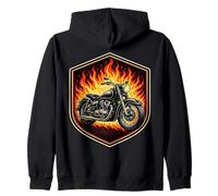 Burning Classic Motorcycle In Flames Motorbike Lover Biker Zip Hoodie